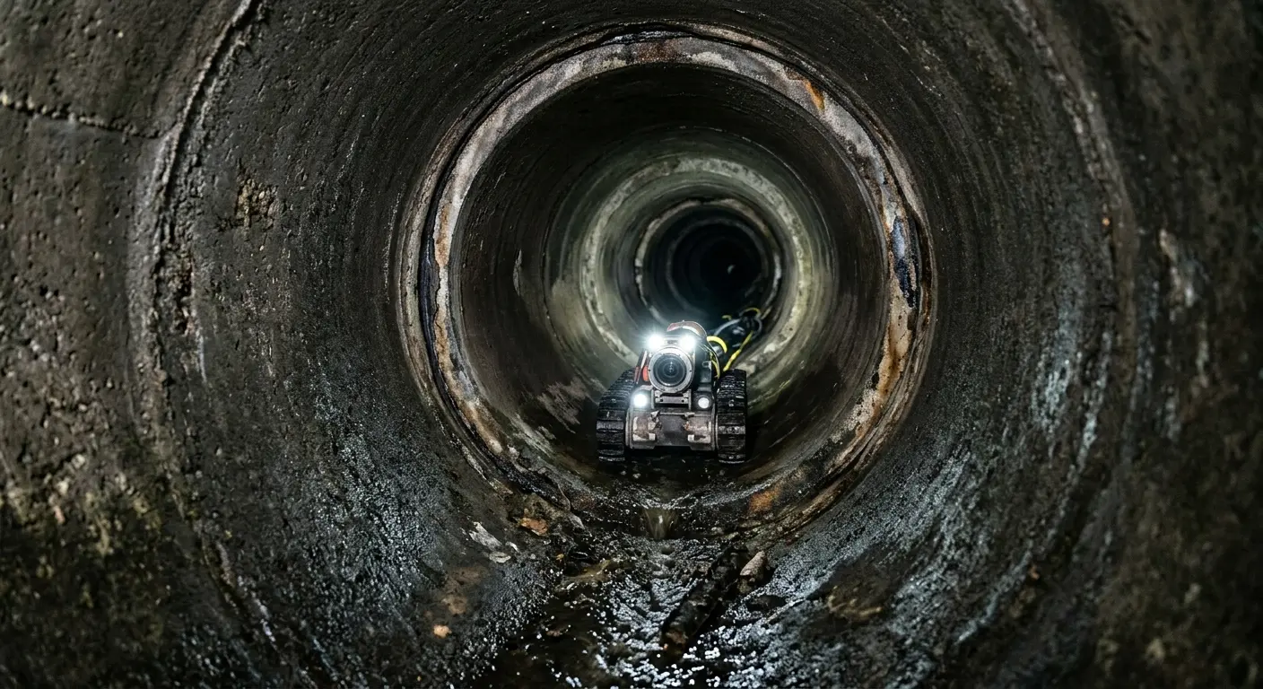 Robotic sewer camera inspecting pipe interior for Sewer Line Cleaning in Carroll